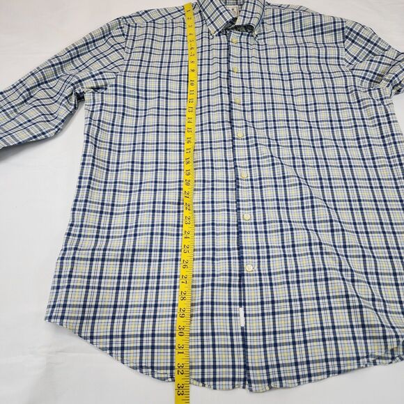 Peter Millar Men's Shirt Blue Plaid Button Down Front Cotton SIze Large - Picture 6 of 11